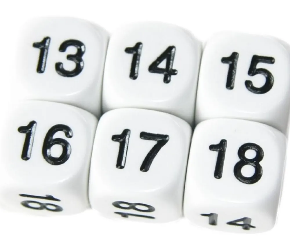 Tout Pour le Jeu Dé à jouer BLANC 16 mm chiffres 13 à 18