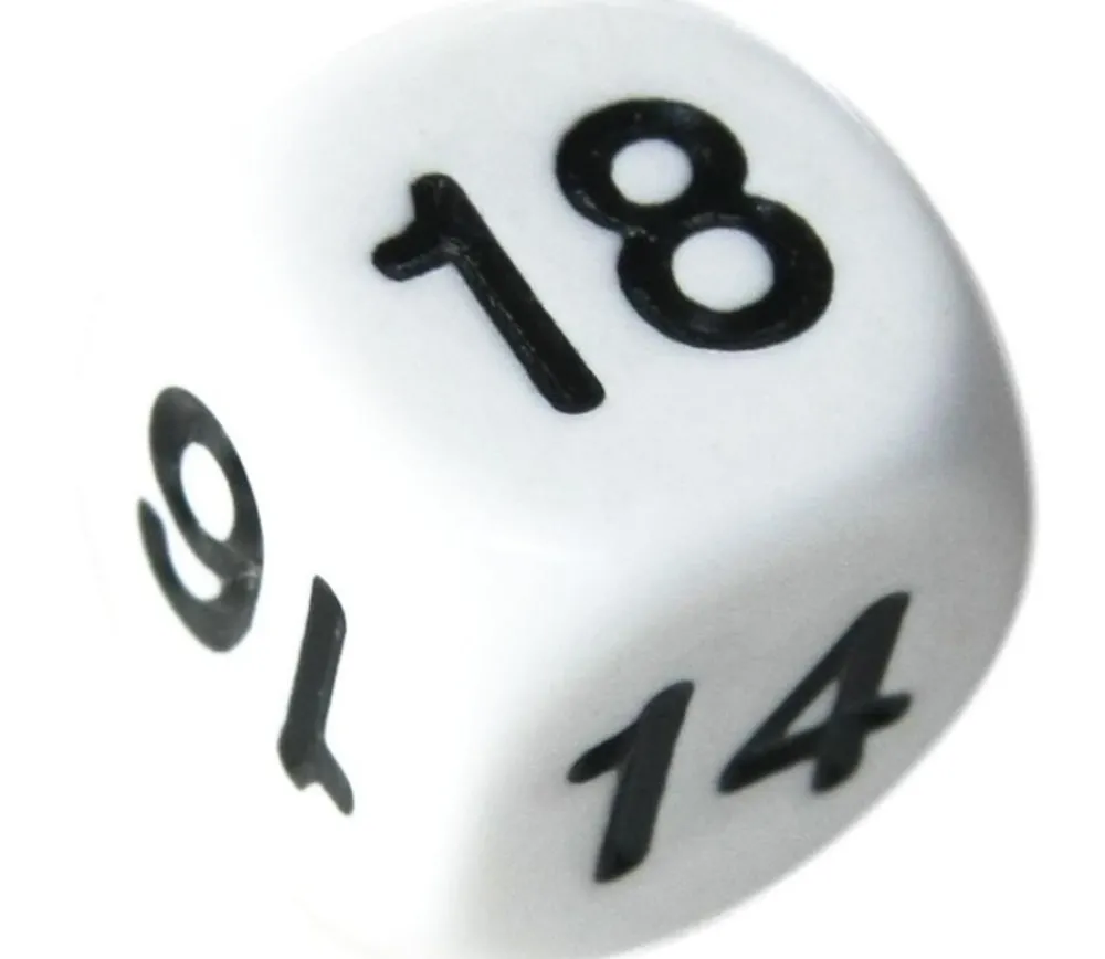 Tout Pour le Jeu Dé à jouer BLANC 16 mm chiffres 13 à 18