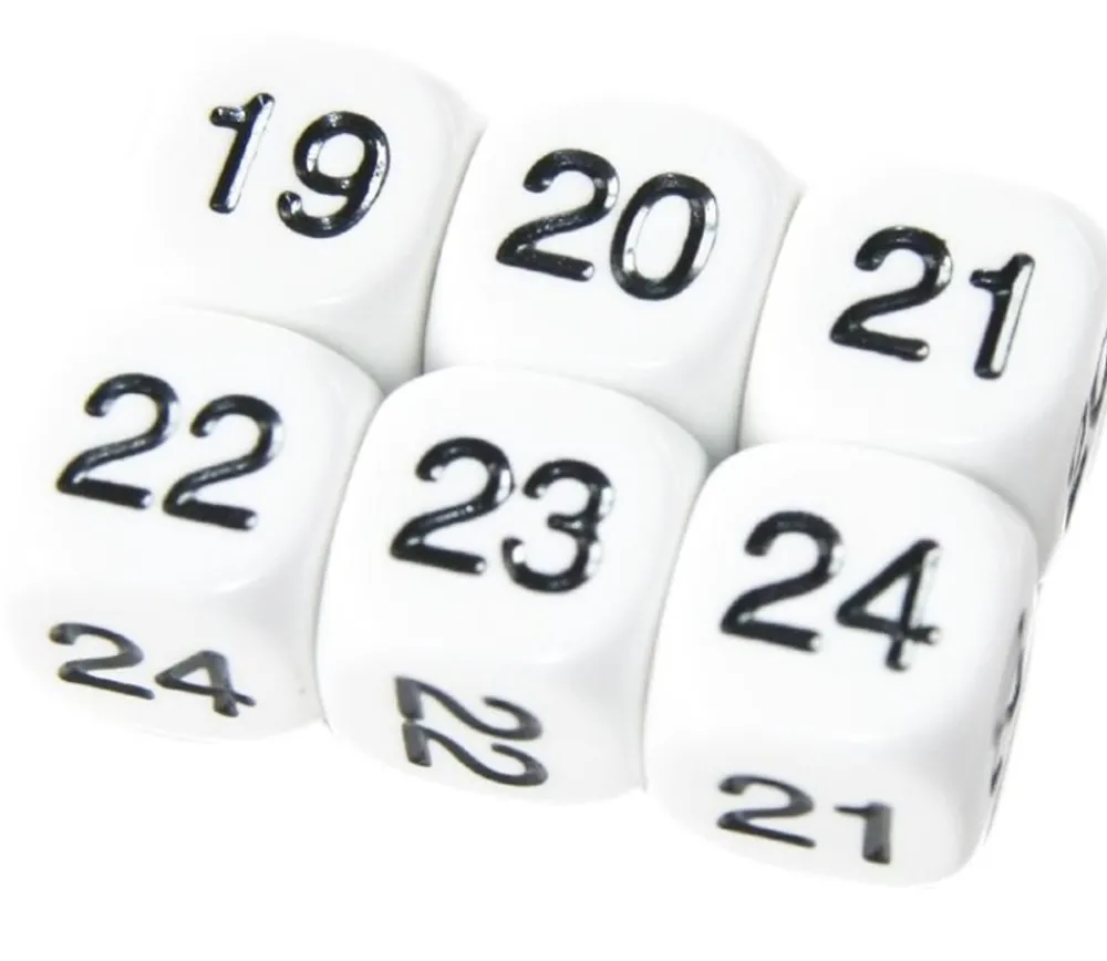 Tout Pour le Jeu Dé à jouer BLANC 16 mm chiffres 19 à 24