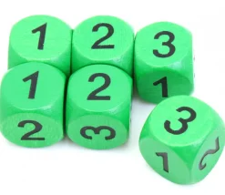 Tout Pour le Jeu Dé à jouer bois chiffres 1 2 3 1 2 3 vert en 16 mm