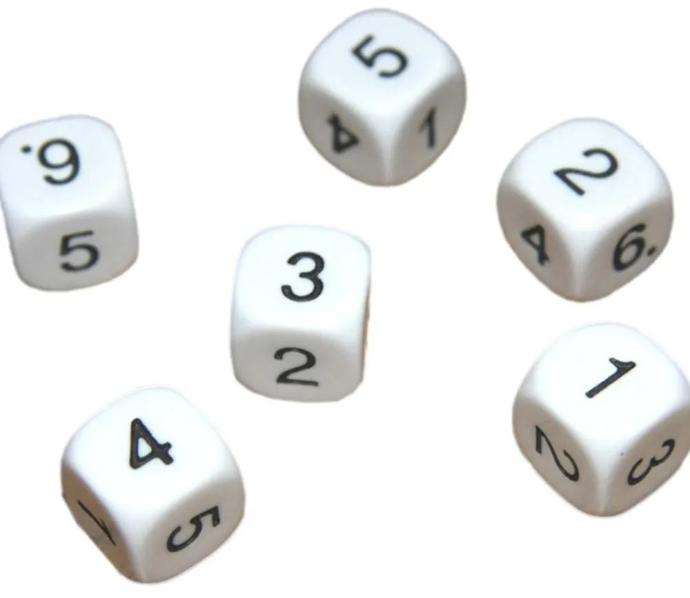 Tout Pour le Jeu Dé à jouer chiffres 123456 16 mm de côté BLANC