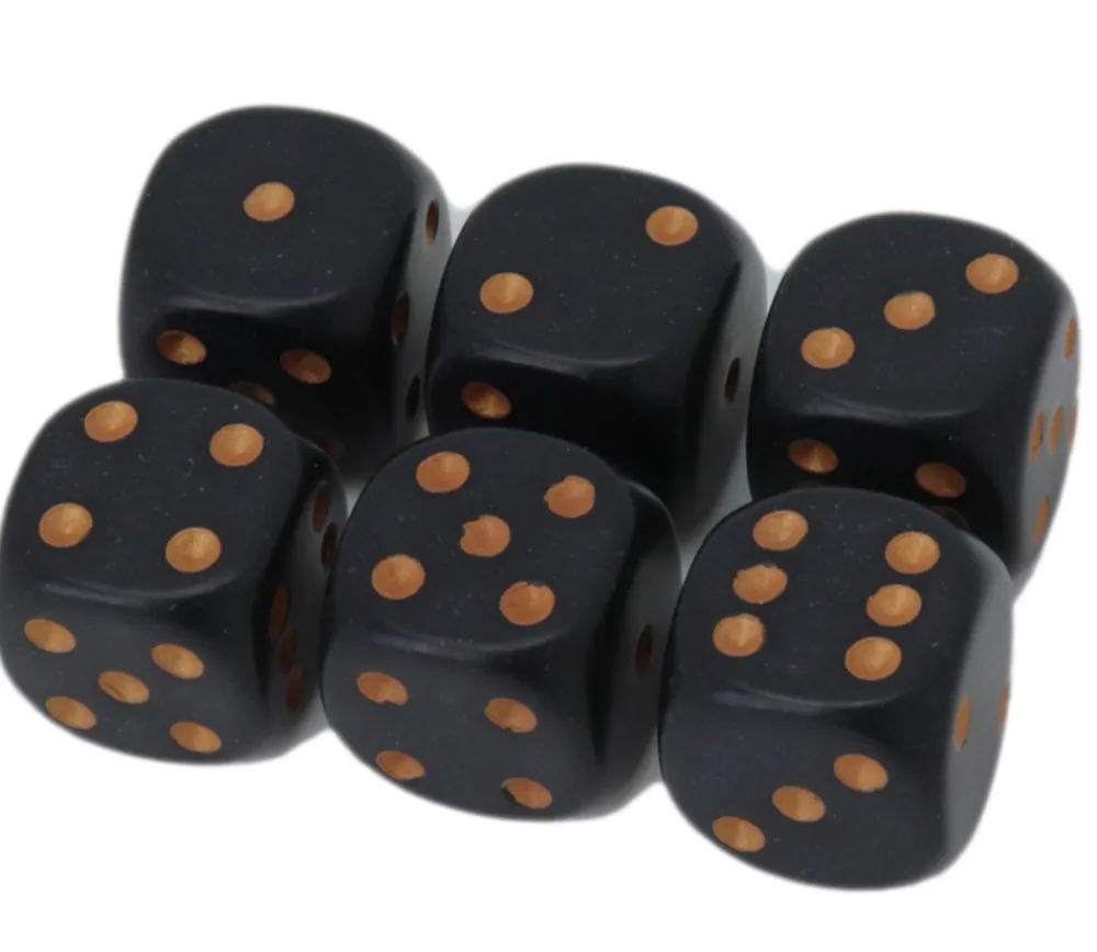 Tout Pour le Jeu Dé à jouer D6 16 mm noir points or Chessex