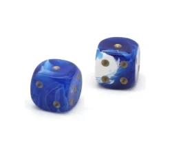 Tout Pour le Jeu Dé à jouer marbré bleu/blanc 16 mm