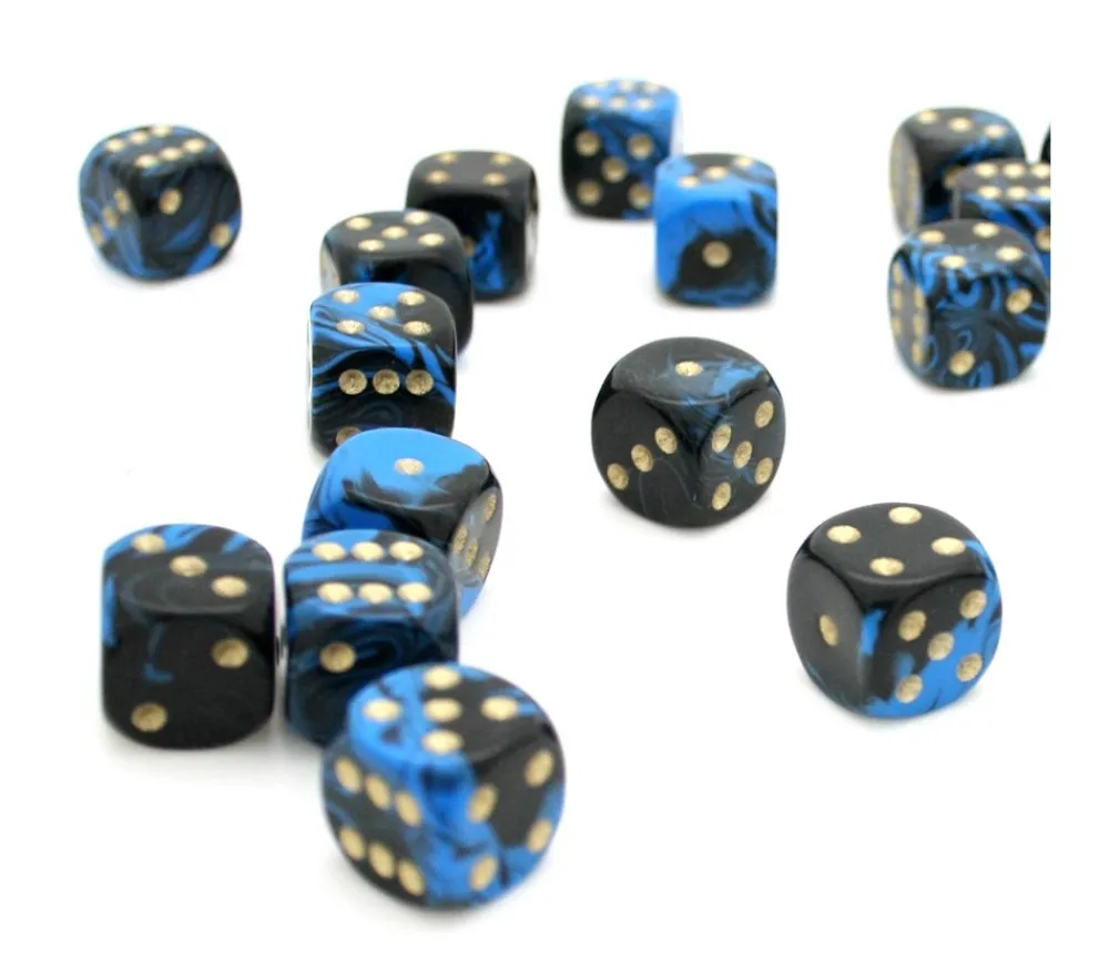 Tout Pour le Jeu Dé à jouer marbré bleu/noir 16 mm