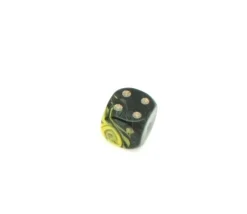 Tout Pour le Jeu Dé à jouer marbré jaune/noir 16 mm