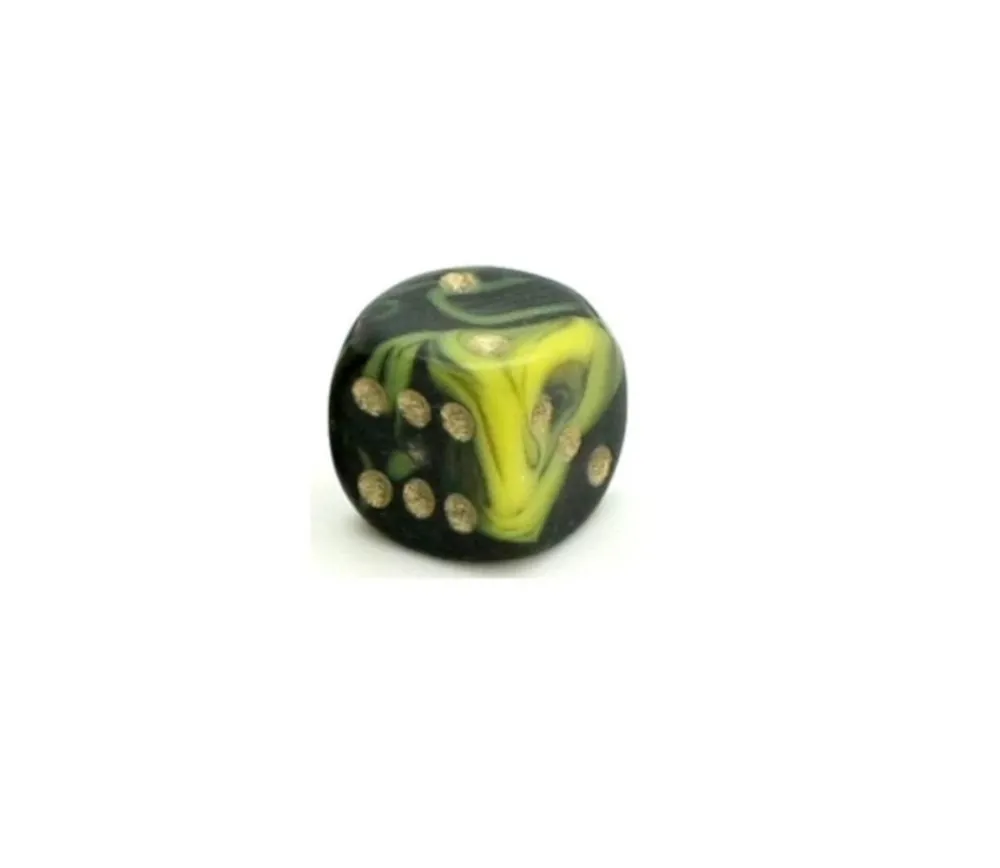 Tout Pour le Jeu Dé à jouer marbré jaune/noir 16 mm