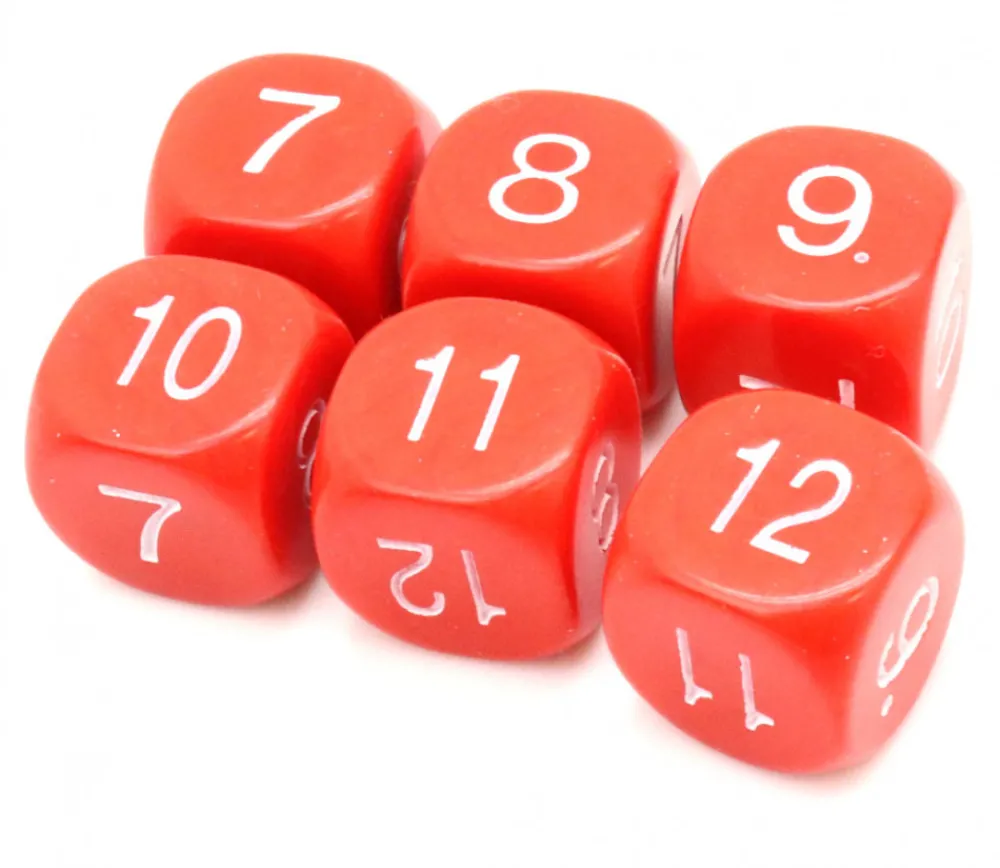 Tout Pour le Jeu Dé à jouer ROUGE 16 mm chiffres 7 à 12