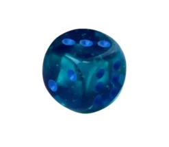 Tout Pour le Jeu Dé à jouer translucide bleu-vert points bleus 16 mm