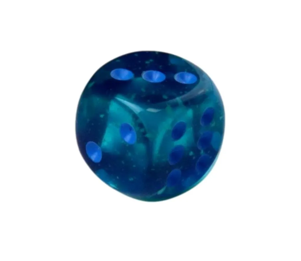 Tout Pour le Jeu Dé à jouer translucide bleu-vert points bleus 16 mm