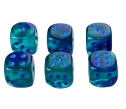 Tout Pour le Jeu Dé à jouer translucide bleu-vert points bleus 16 mm