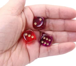 Tout Pour le Jeu Dé à jouer translucide rouge-violet points dorés 16 mm