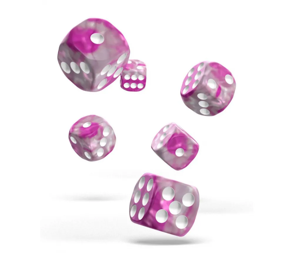 Tout Pour le Jeu Dé 16 mm D6 marbré rose et argent Oakie Doakie