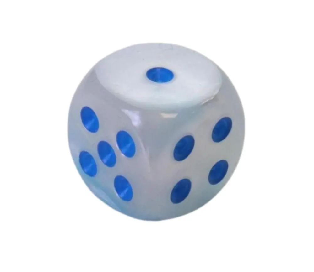 Tout Pour le Jeu Dé 16 mm effet mixé bleu et blanc points bleus