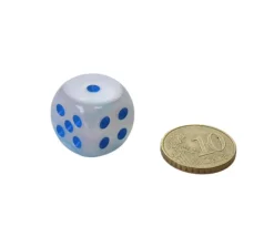 Tout Pour le Jeu Dé 16 mm effet mixé bleu et blanc points bleus