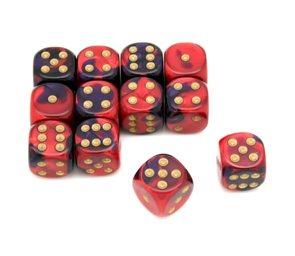 Tout Pour le Jeu Dé 16 mm effet mixé rouge violet points dorés