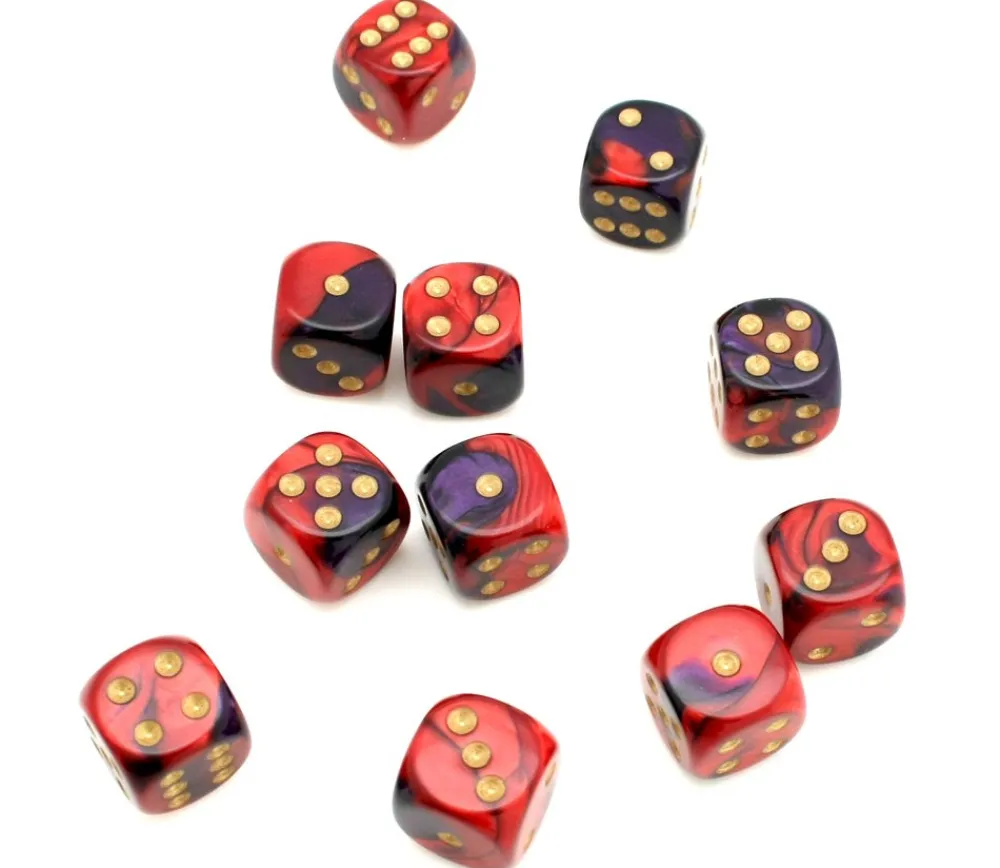 Tout Pour le Jeu Dé 16 mm effet mixé rouge violet points dorés