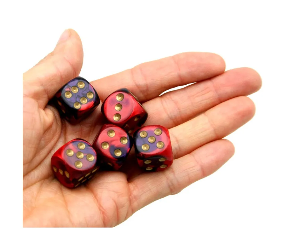Tout Pour le Jeu Dé 16 mm effet mixé rouge violet points dorés