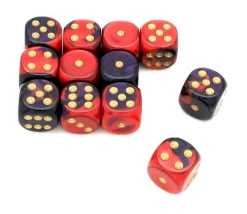 Tout Pour le Jeu Dé 16 mm effet mixé rouge violet points dorés