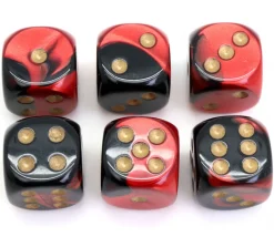 Tout Pour le Jeu Dé 16 mm effet métallisé noir rouge points dorés