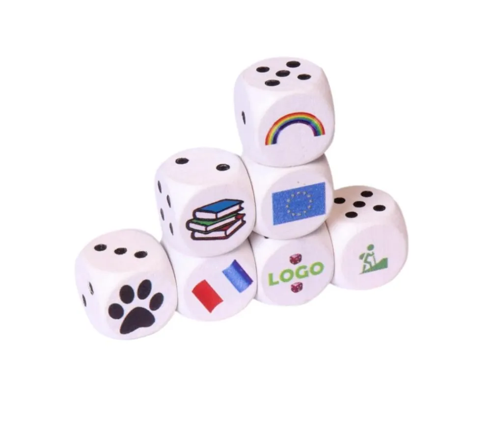 Tout Pour le Jeu Dé 16 mm en bois blanc : 1 face personnalisée avec votre image