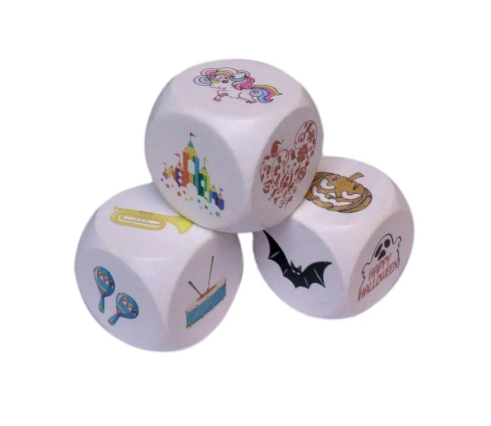Tout Pour le Jeu Dé 30 mm en bois blanc : 6 faces personnalisées avec vos images