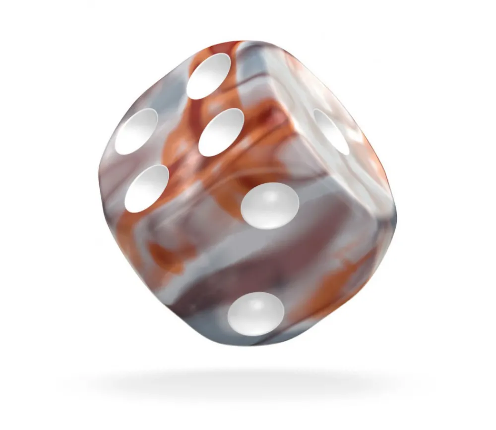 Tout Pour le Jeu Dé 16 mm marbré argent et cuivre Oakie Doakie D6