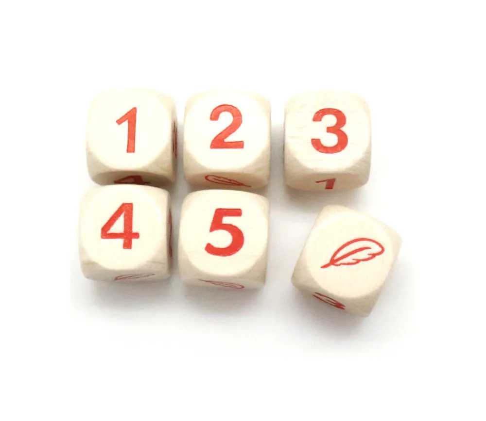 Tout Pour le Jeu Dé 12345 plume en bois de 16 mm