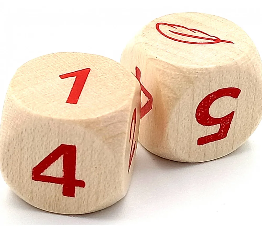 Tout Pour le Jeu Dé 12345 plume en bois de 16 mm
