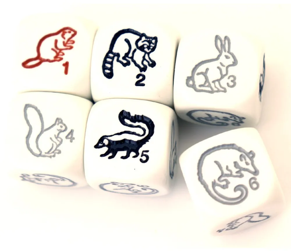 Tout Pour le Jeu Dé animaux de la forêt : écureuil, lapin raton laveur, putois, rongeur