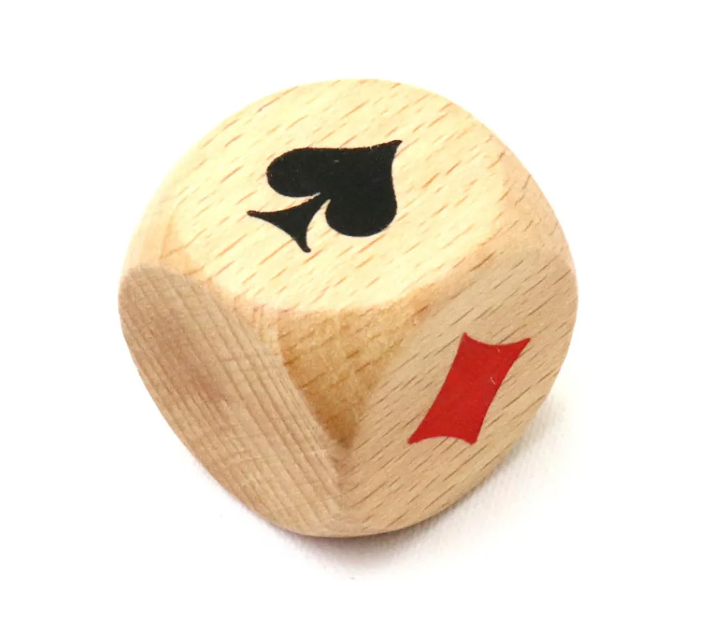 Tout Pour le Jeu Dé belote bois 3 cm atout symbole des cartes