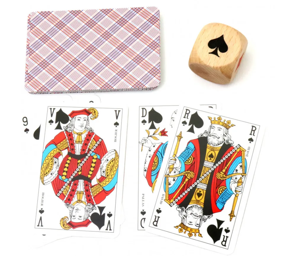 Tout Pour le Jeu Dé belote bois 3 cm atout symbole des cartes