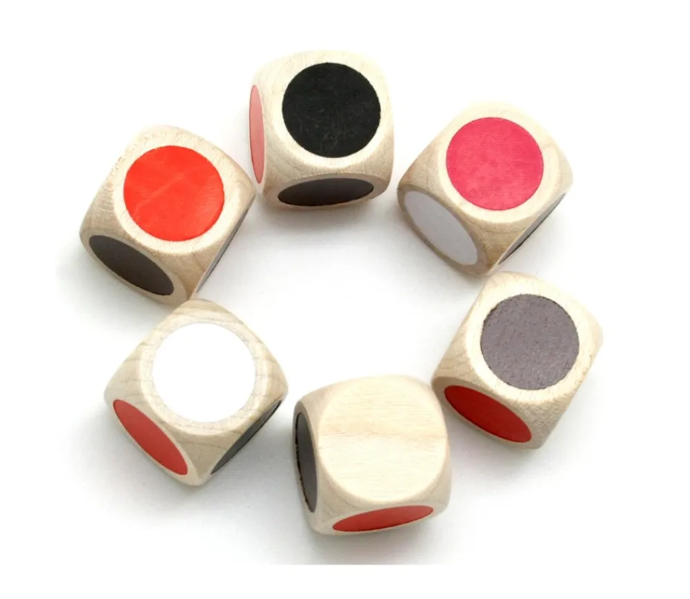 Tout Pour le Jeu Dé bois 20 mm 5 points couleurs et 1 face neutre