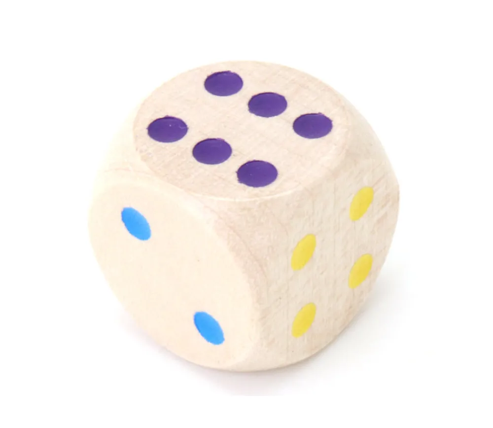 Tout Pour le Jeu Dé bois 20 mm couleurs de 1 à 6 arc-en-ciel