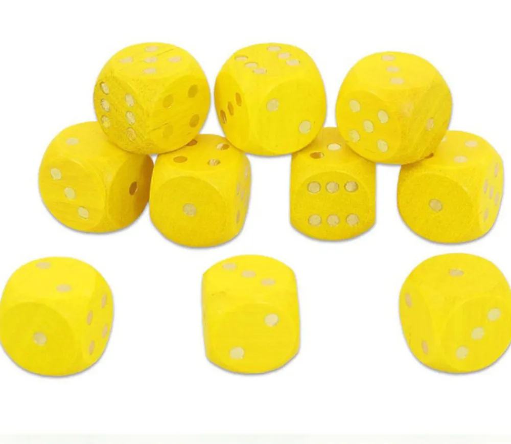 Tout Pour le Jeu Dé bois 18 mm jaune de 1 à 6 pour jeu de société