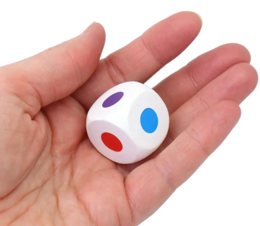 Tout Pour le Jeu Dé bois 6 points couleur 25 mm pour jeu noir violet rouge vert jaune bleu