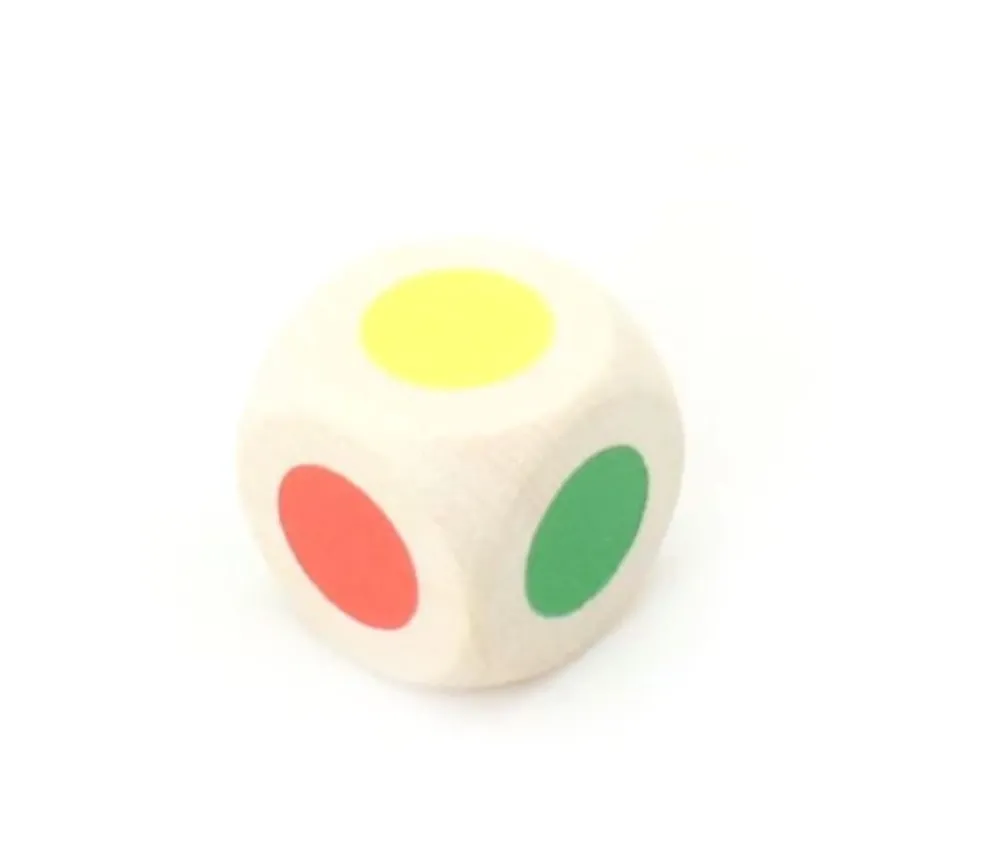 Tout Pour le Jeu Dé bois 6 points couleurs 18 mm rouge, vert, jaune, bleu, violet et orange