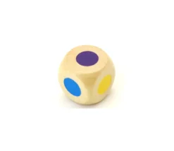 Tout Pour le Jeu Dé bois 6 points couleurs 16 mm rouge, vert, jaune, bleu, violet et orange