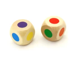 Tout Pour le Jeu Dé bois 6 points couleurs 16 mm rouge, vert, jaune, bleu, violet et orange