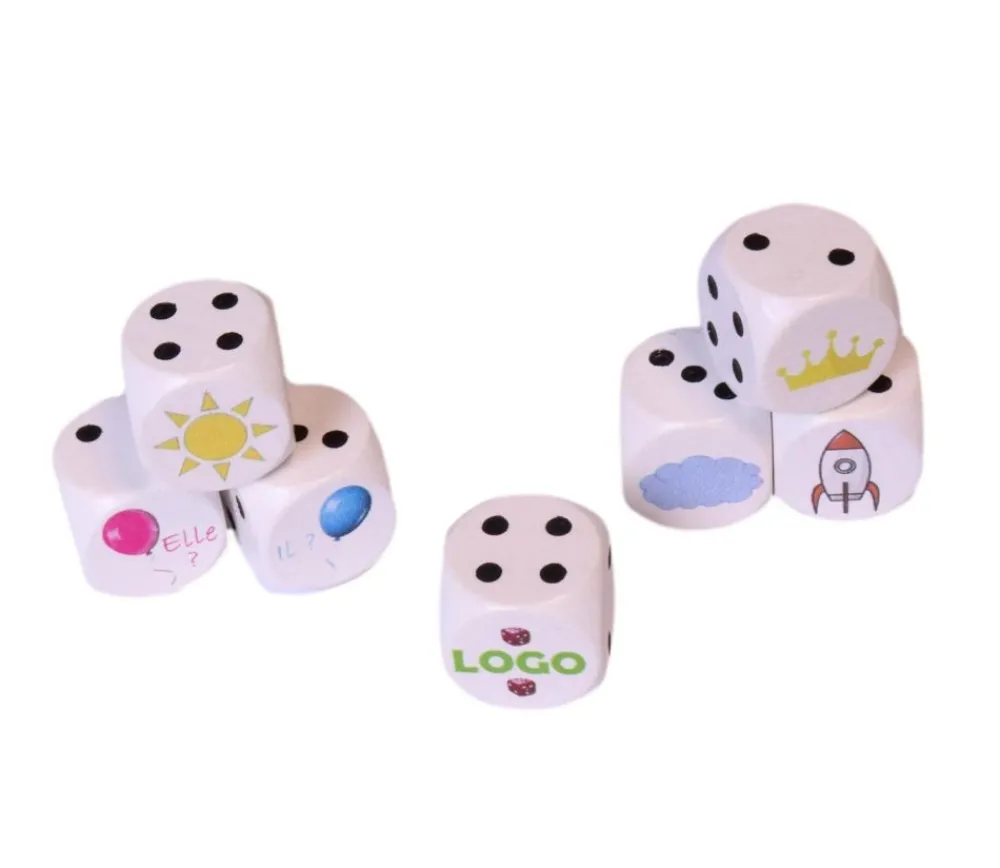 Tout Pour le Jeu Dé bois blanc 2 cm : 1 face personnalisée avec votre image