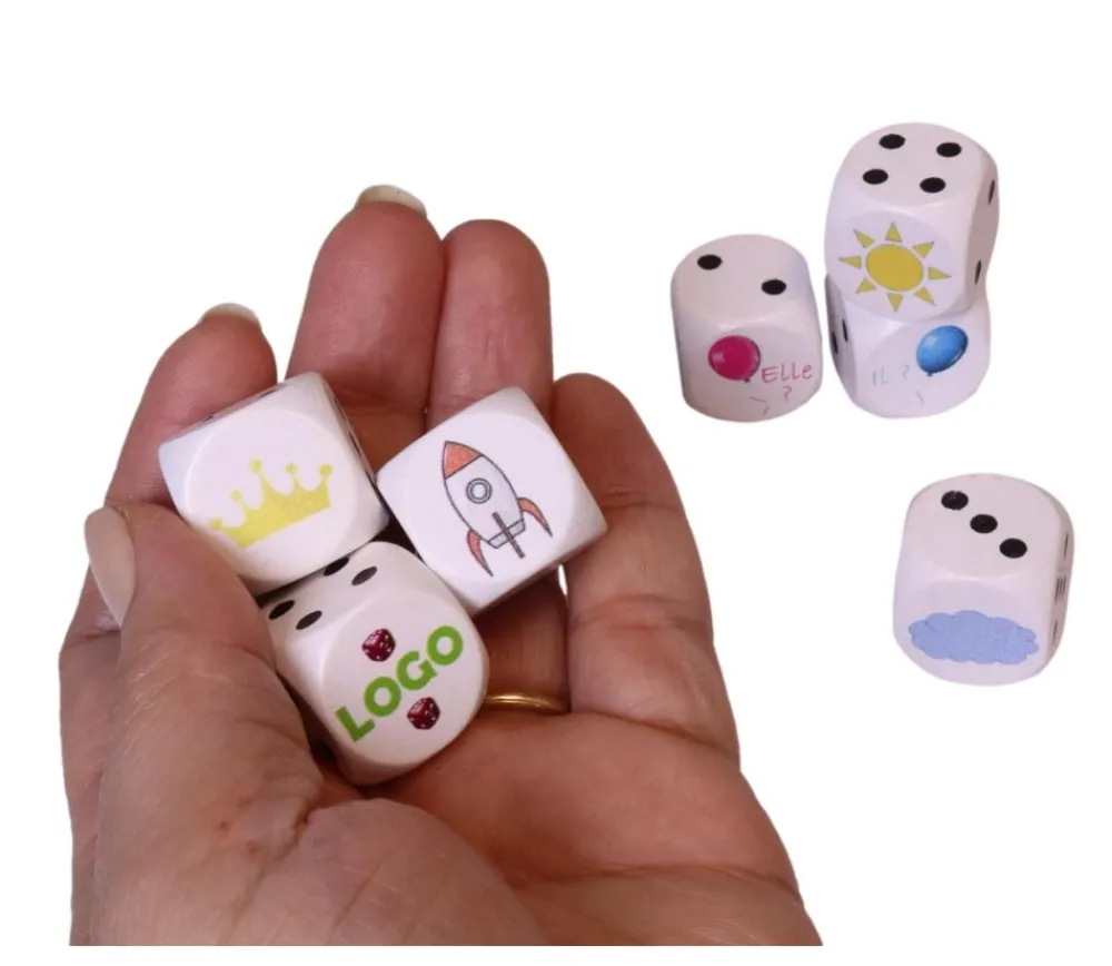 Tout Pour le Jeu Dé bois blanc 2 cm : 1 face personnalisée avec votre image