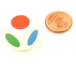 Tout Pour le Jeu Dé bois faces 3 couleurs 16 mm rouge, vert, bleu, rouge, vert, bleu
