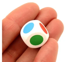 Tout Pour le Jeu Dé bois faces 3 couleurs 16 mm rouge, vert, bleu, rouge, vert, bleu