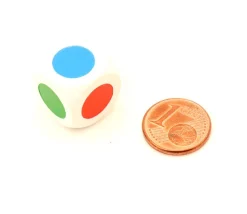 Tout Pour le Jeu Dé bois faces 3 couleurs 16 mm rouge, vert, bleu, rouge, vert, bleu