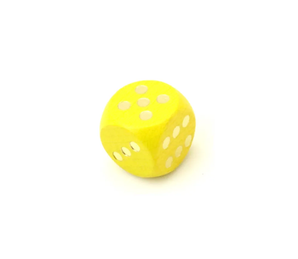 Tout Pour le Jeu Dé bois jaune 16 mm points dorés de 1 à 6 pour jeu de société