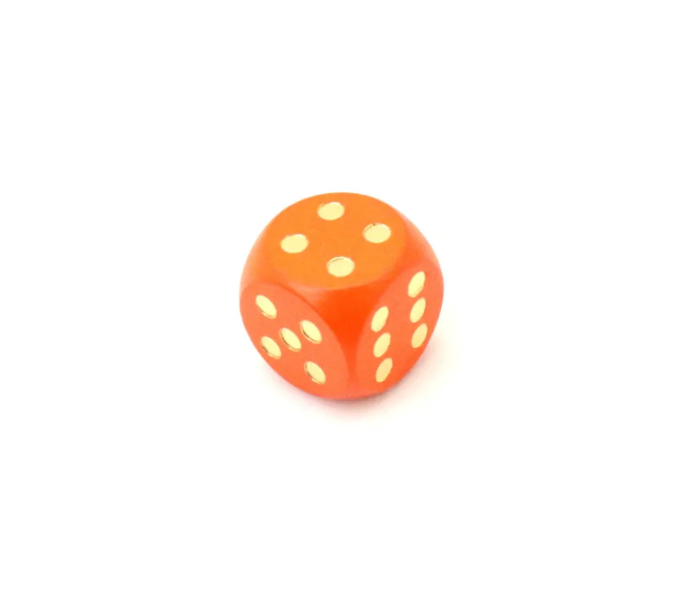 Tout Pour le Jeu Dé bois orange 16 mm points dorés de 1 à 6 pour jeu de société