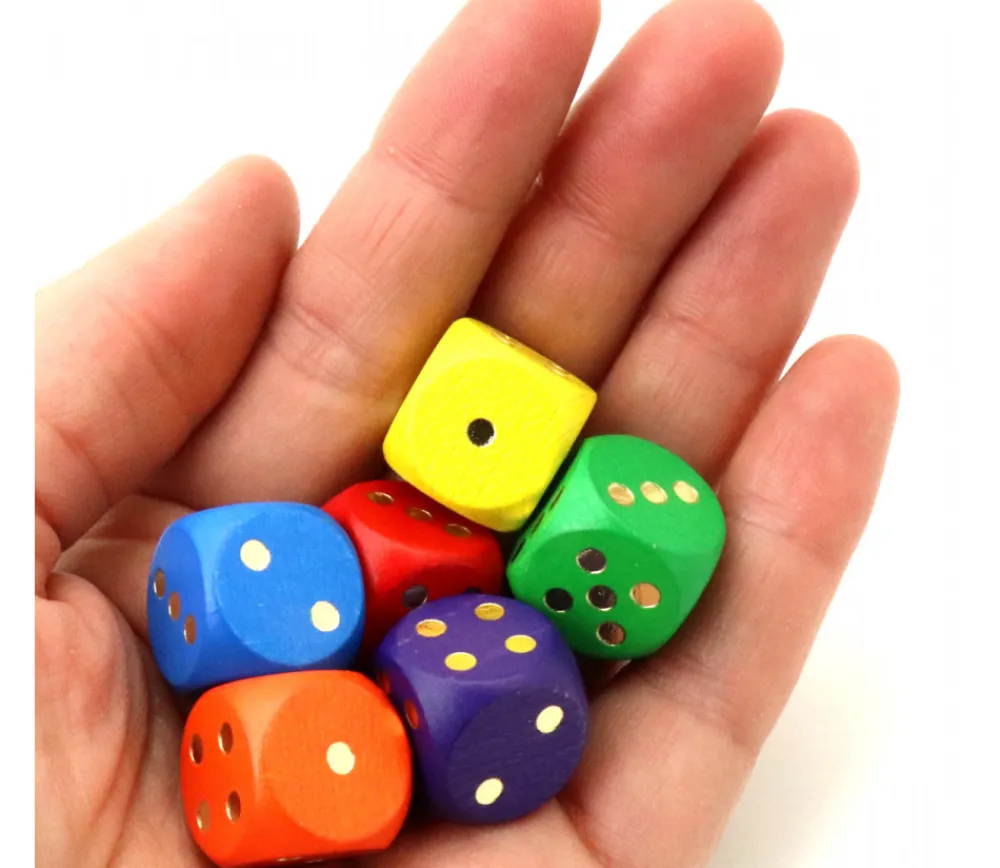 Tout Pour le Jeu Dé bois orange 16 mm points dorés de 1 à 6 pour jeu de société