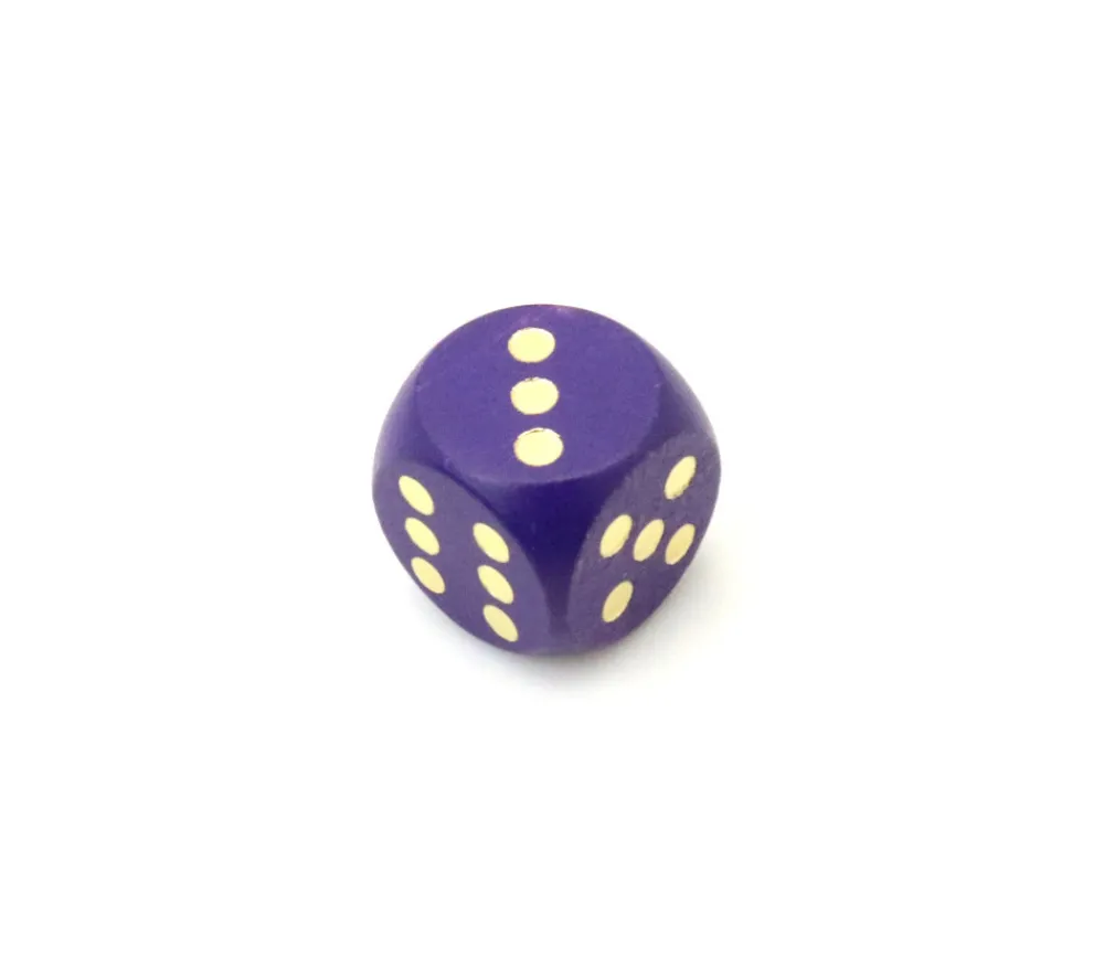 Tout Pour le Jeu Dé bois violet 16 mm points dorés de 1 à 6 pour jeu de société