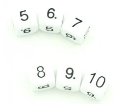 Tout Pour le Jeu Dé chiffres 5 6 7 8 9 10. Taille 16 mm en BLANC