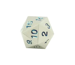 Tout Pour le Jeu Dé compteur 20 faces en métal argenté chiffres bleus 22 mm
