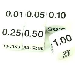 Tout Pour le Jeu Dé décimal 0.01, 0.05, 0.25, 0.10, 0.50, 1